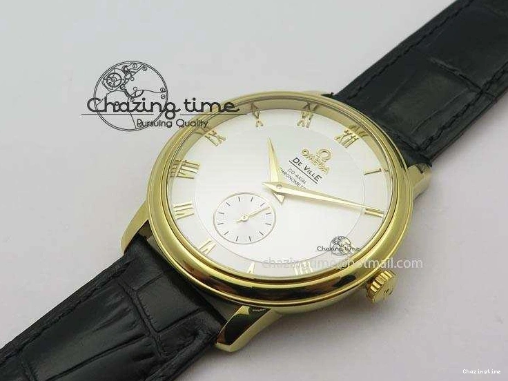 0310 Contemporary De Ville MK 1:1 Best Edition YG White Dial On Black Leather Asian Seagull T1701 (Sec@6) 8233